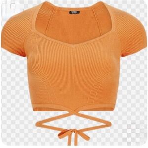 Express Vibrant Orange Ribbed Crop Top